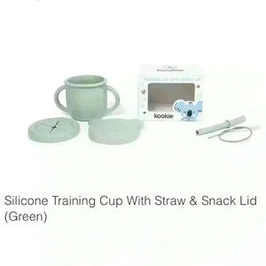 Kookie Silicone Training Cup With Straw & Snack Lid (Green)